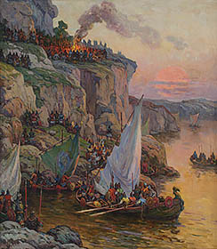 P.Redin painting The funeral of Prince Svyatoslav on the St. Gregory island