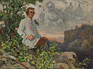 P.Redin painting Tаras Shevchenko visited Khortytsa island
