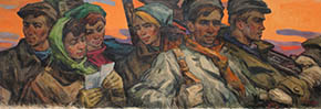 P.Redin picture Komsomol’tsy-dneprostroevtsy. Brigades of foremost people